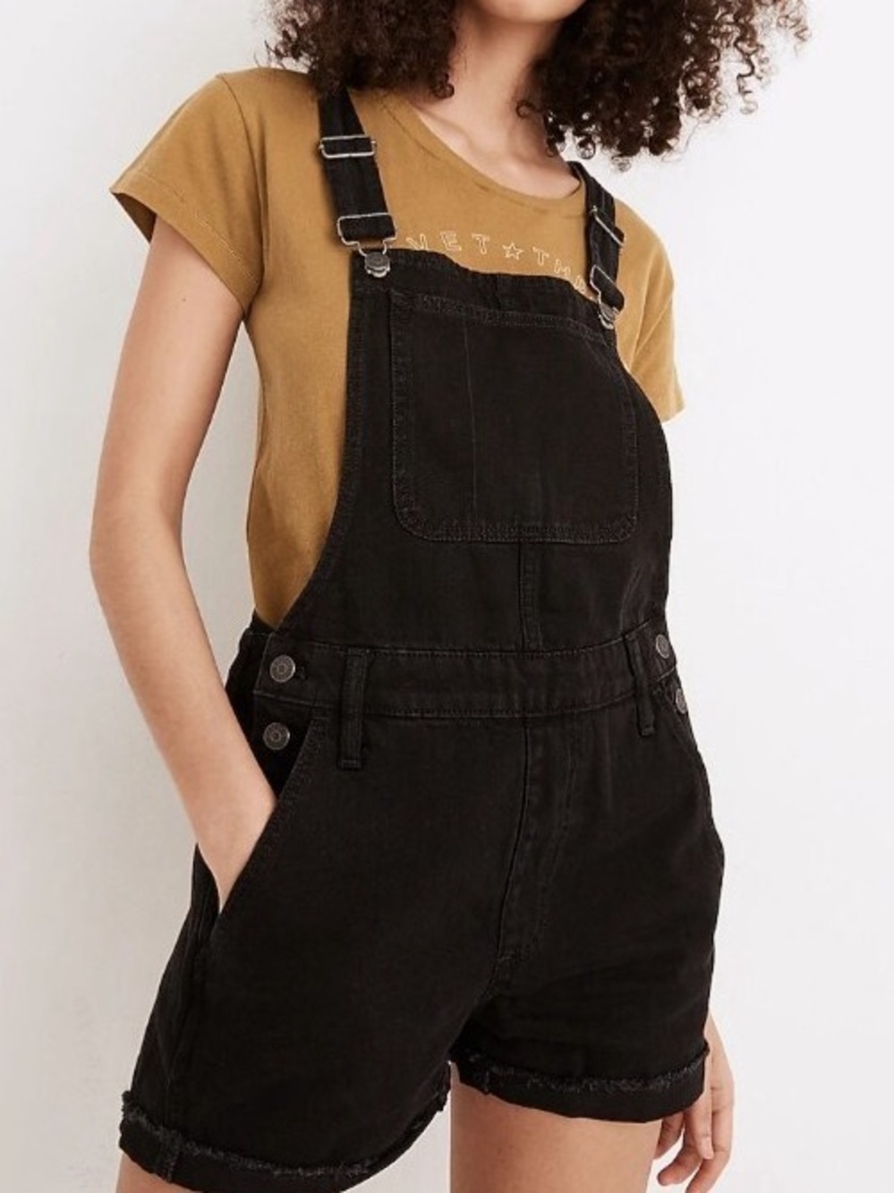 Madewell Adirondack Short Overalls in Washed Black Size Large Denim Jeans Spring